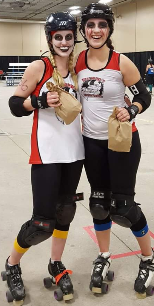 LEFT: Smacklemore (Marissa Stocker) and her older sister, Mad-Dawg (Madison) after an MVP win.